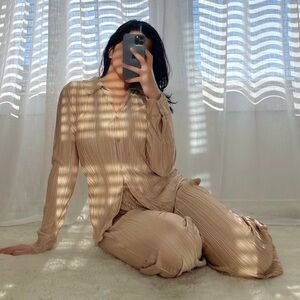 Modest Golden Two Piece Set of Shirt and Pants